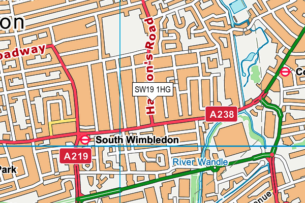 SW19 1HG map - OS VectorMap District (Ordnance Survey)