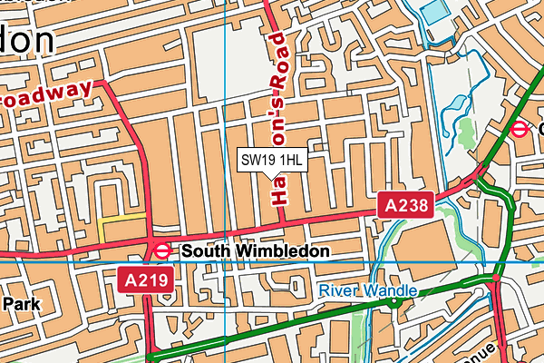 SW19 1HL map - OS VectorMap District (Ordnance Survey)