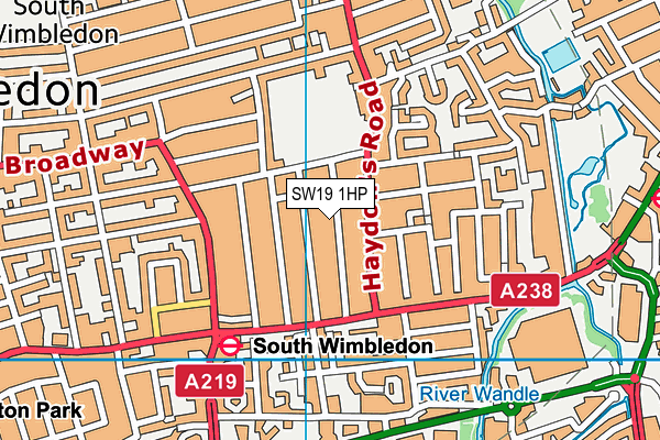 SW19 1HP map - OS VectorMap District (Ordnance Survey)