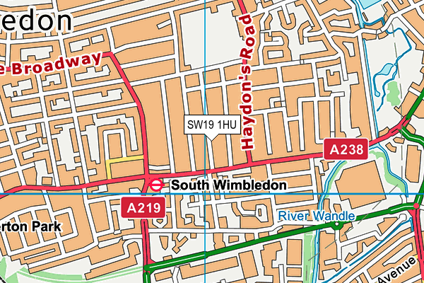 SW19 1HU map - OS VectorMap District (Ordnance Survey)