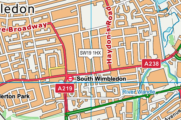 SW19 1HX map - OS VectorMap District (Ordnance Survey) SW19 1HX map - OS VectorMap District (Ordnance Survey)