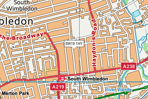 SW19 1HY map - OS VectorMap District (Ordnance Survey)