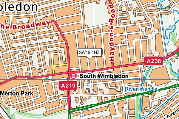 SW19 1HZ map - OS VectorMap District (Ordnance Survey)
