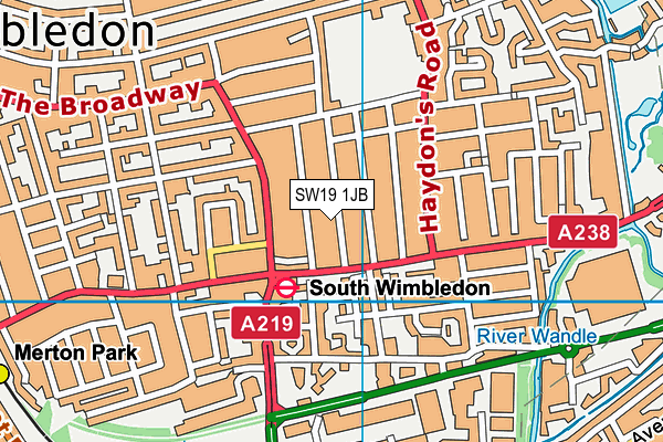 SW19 1JB map - OS VectorMap District (Ordnance Survey)