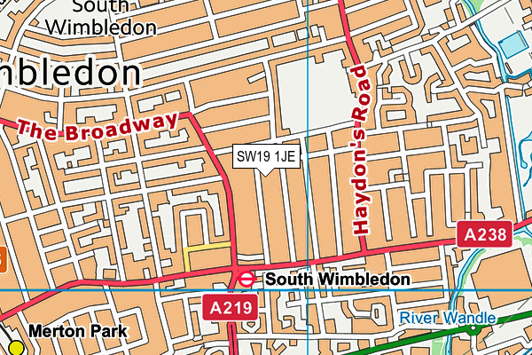 SW19 1JE map - OS VectorMap District (Ordnance Survey) SW19 1JE map - OS VectorMap District (Ordnance Survey)