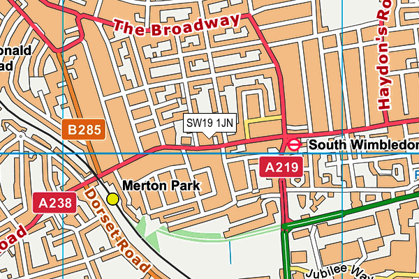 SW19 1JN map - OS VectorMap District (Ordnance Survey)