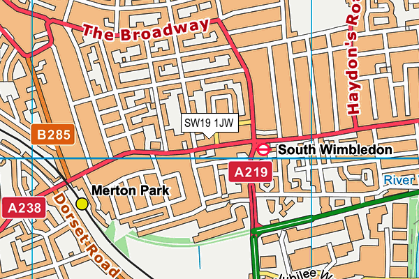 SW19 1JW map - OS VectorMap District (Ordnance Survey)