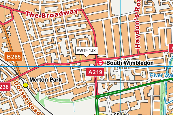 SW19 1JX map - OS VectorMap District (Ordnance Survey)