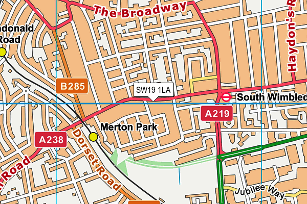 SW19 1LA map - OS VectorMap District (Ordnance Survey)