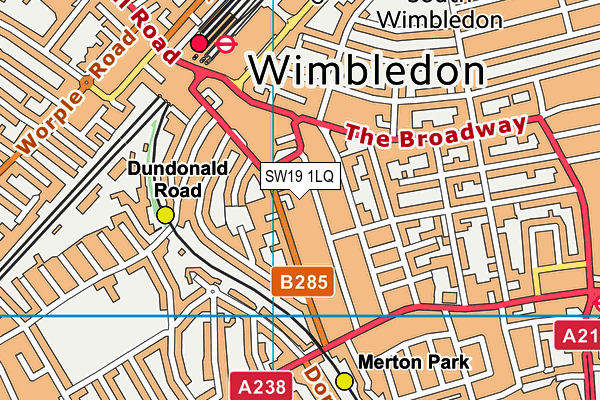 SW19 1LQ map - OS VectorMap District (Ordnance Survey)