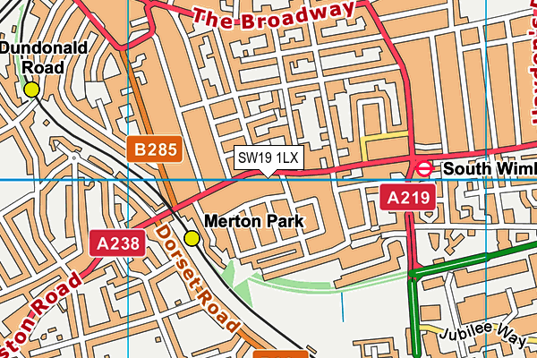 SW19 1LX map - OS VectorMap District (Ordnance Survey)