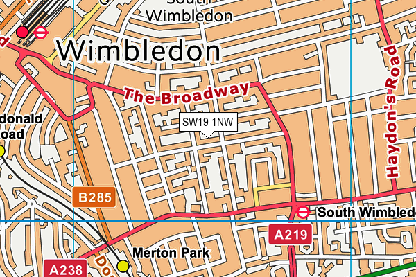 SW19 1NW map - OS VectorMap District (Ordnance Survey)