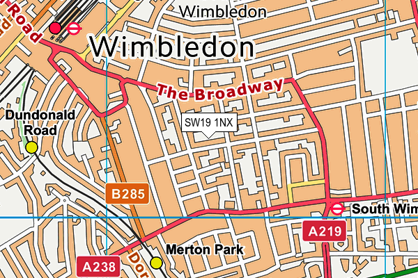SW19 1NX map - OS VectorMap District (Ordnance Survey) SW19 1NX map - OS VectorMap District (Ordnance Survey)