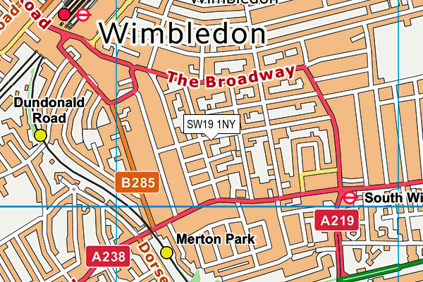 SW19 1NY map - OS VectorMap District (Ordnance Survey) SW19 1NY map - OS VectorMap District (Ordnance Survey)