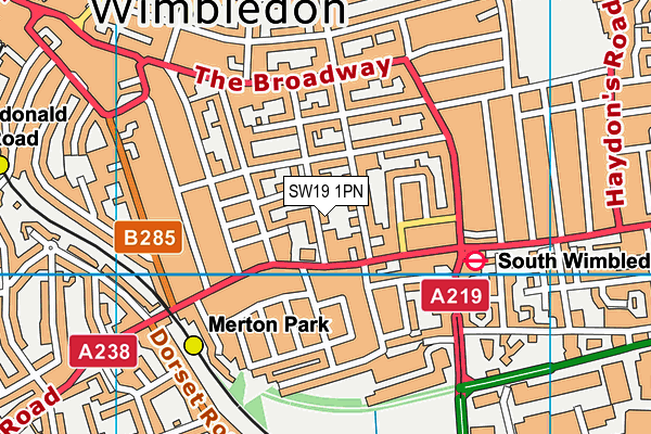 SW19 1PN map - OS VectorMap District (Ordnance Survey) SW19 1PN map - OS VectorMap District (Ordnance Survey)