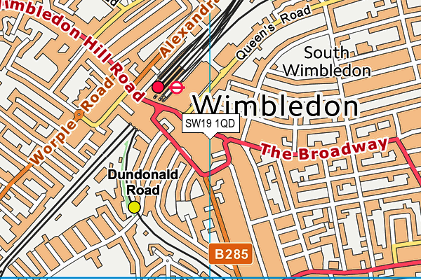 SW19 1QD map - OS VectorMap District (Ordnance Survey) SW19 1QD map - OS VectorMap District (Ordnance Survey)