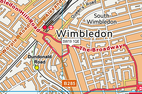 SW19 1QE map - OS VectorMap District (Ordnance Survey)
