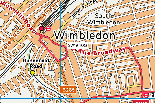 SW19 1QG map - OS VectorMap District (Ordnance Survey) SW19 1QG map - OS VectorMap District (Ordnance Survey)
