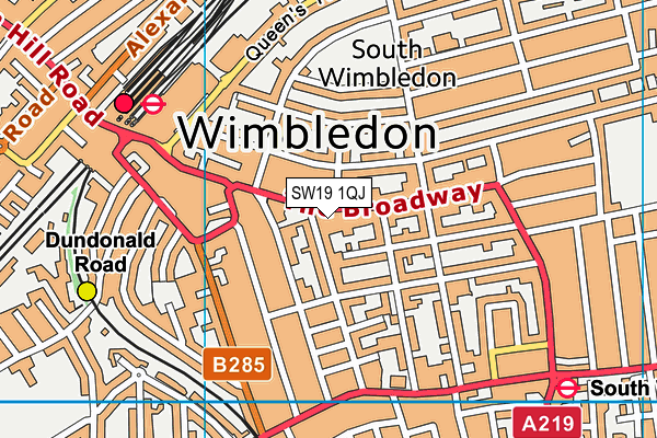 SW19 1QJ map - OS VectorMap District (Ordnance Survey)