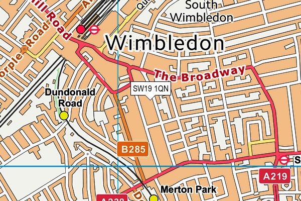 SW19 1QN map - OS VectorMap District (Ordnance Survey) SW19 1QN map - OS VectorMap District (Ordnance Survey)