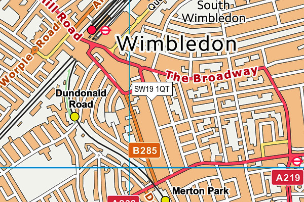 SW19 1QT map - OS VectorMap District (Ordnance Survey)