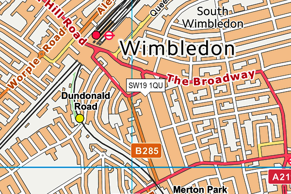 SW19 1QU map - OS VectorMap District (Ordnance Survey) SW19 1QU map - OS VectorMap District (Ordnance Survey)