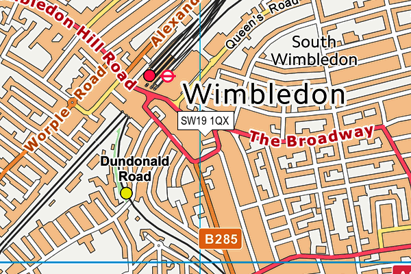 SW19 1QX map - OS VectorMap District (Ordnance Survey)
