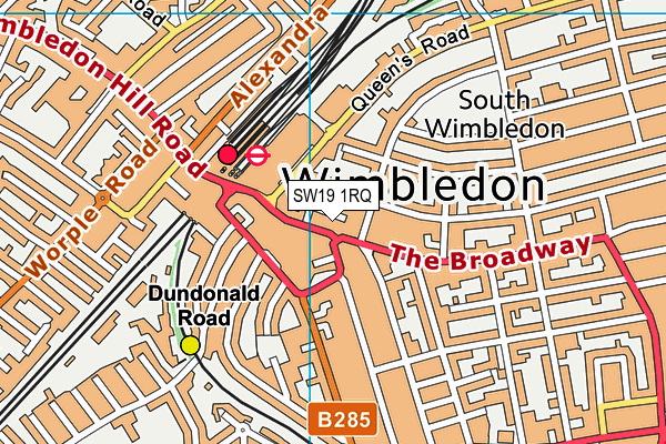 SW19 1RQ map - OS VectorMap District (Ordnance Survey)
