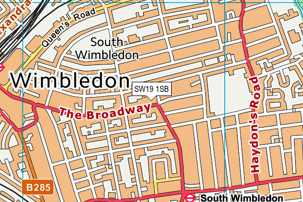 SW19 1SB map - OS VectorMap District (Ordnance Survey)
