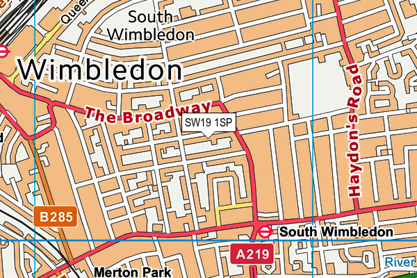 SW19 1SP map - OS VectorMap District (Ordnance Survey)