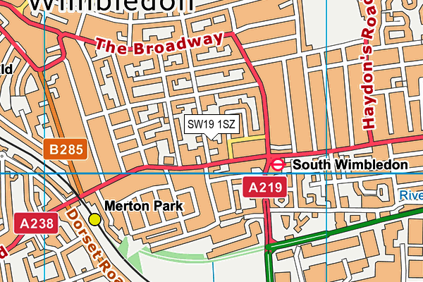 SW19 1SZ map - OS VectorMap District (Ordnance Survey)