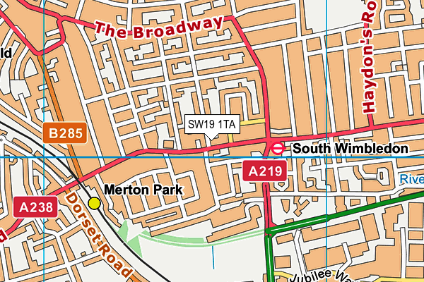 SW19 1TA map - OS VectorMap District (Ordnance Survey)