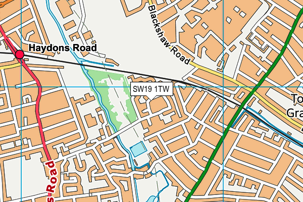 SW19 1TW map - OS VectorMap District (Ordnance Survey)