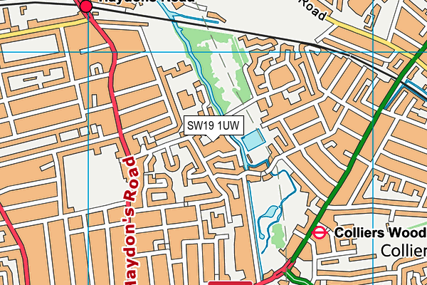 SW19 1UW map - OS VectorMap District (Ordnance Survey)