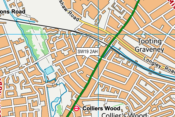 SW19 2AH map - OS VectorMap District (Ordnance Survey)