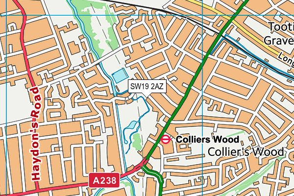 SW19 2AZ map - OS VectorMap District (Ordnance Survey) SW19 2AZ map - OS VectorMap District (Ordnance Survey)