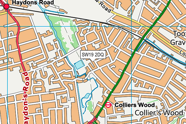 SW19 2DQ map - OS VectorMap District (Ordnance Survey)