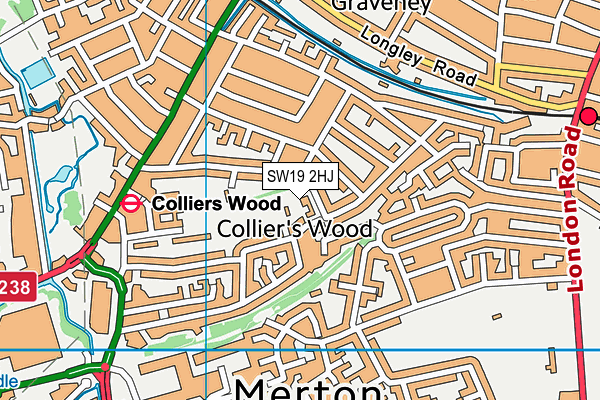 SW19 2HJ map - OS VectorMap District (Ordnance Survey)