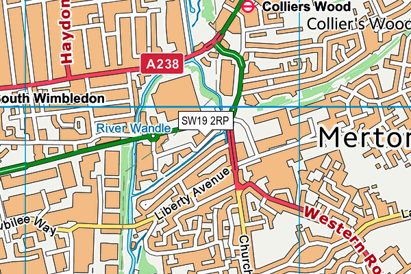 SW19 2RP map - OS VectorMap District (Ordnance Survey)