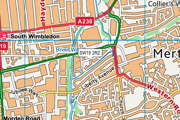 SW19 2RZ map - OS VectorMap District (Ordnance Survey) SW19 2RZ map - OS VectorMap District (Ordnance Survey)