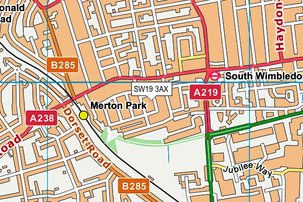 SW19 3AX map - OS VectorMap District (Ordnance Survey) SW19 3AX map - OS VectorMap District (Ordnance Survey)