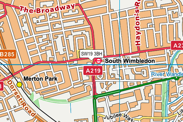 SW19 3BH map - OS VectorMap District (Ordnance Survey)
