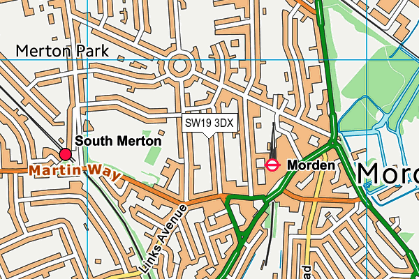 SW19 3DX map - OS VectorMap District (Ordnance Survey)
