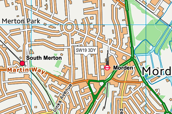 SW19 3DY map - OS VectorMap District (Ordnance Survey)