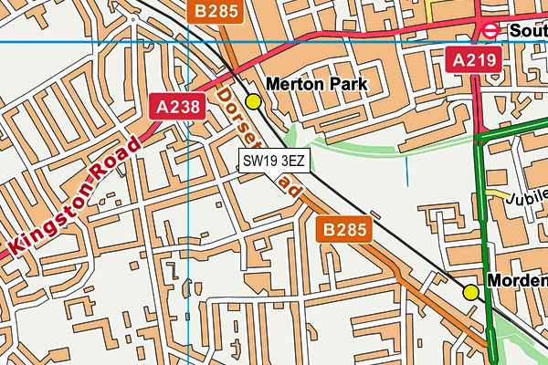 SW19 3EZ map - OS VectorMap District (Ordnance Survey) SW19 3EZ map - OS VectorMap District (Ordnance Survey)