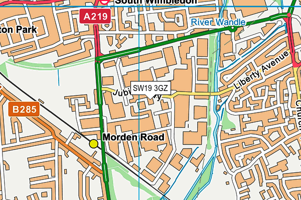 SW19 3GZ map - OS VectorMap District (Ordnance Survey)