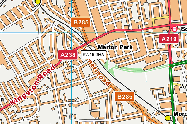 SW19 3HA map - OS VectorMap District (Ordnance Survey)