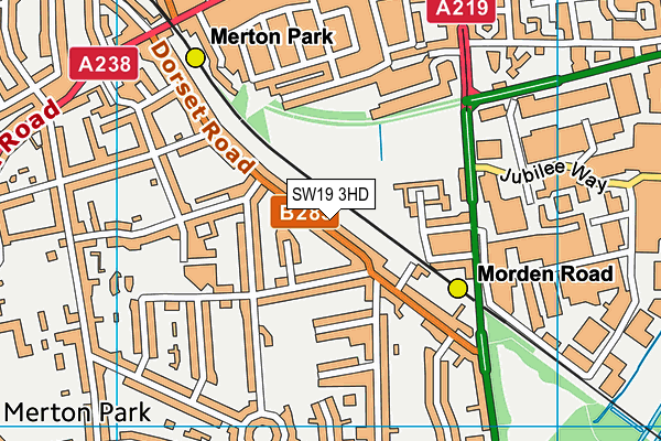 SW19 3HD map - OS VectorMap District (Ordnance Survey)