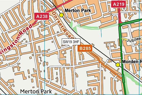 SW19 3HF map - OS VectorMap District (Ordnance Survey)