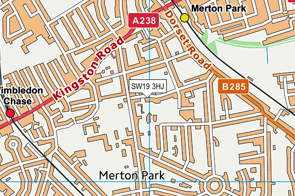 SW19 3HJ map - OS VectorMap District (Ordnance Survey)